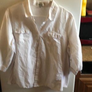 Lightweight white button up blouse